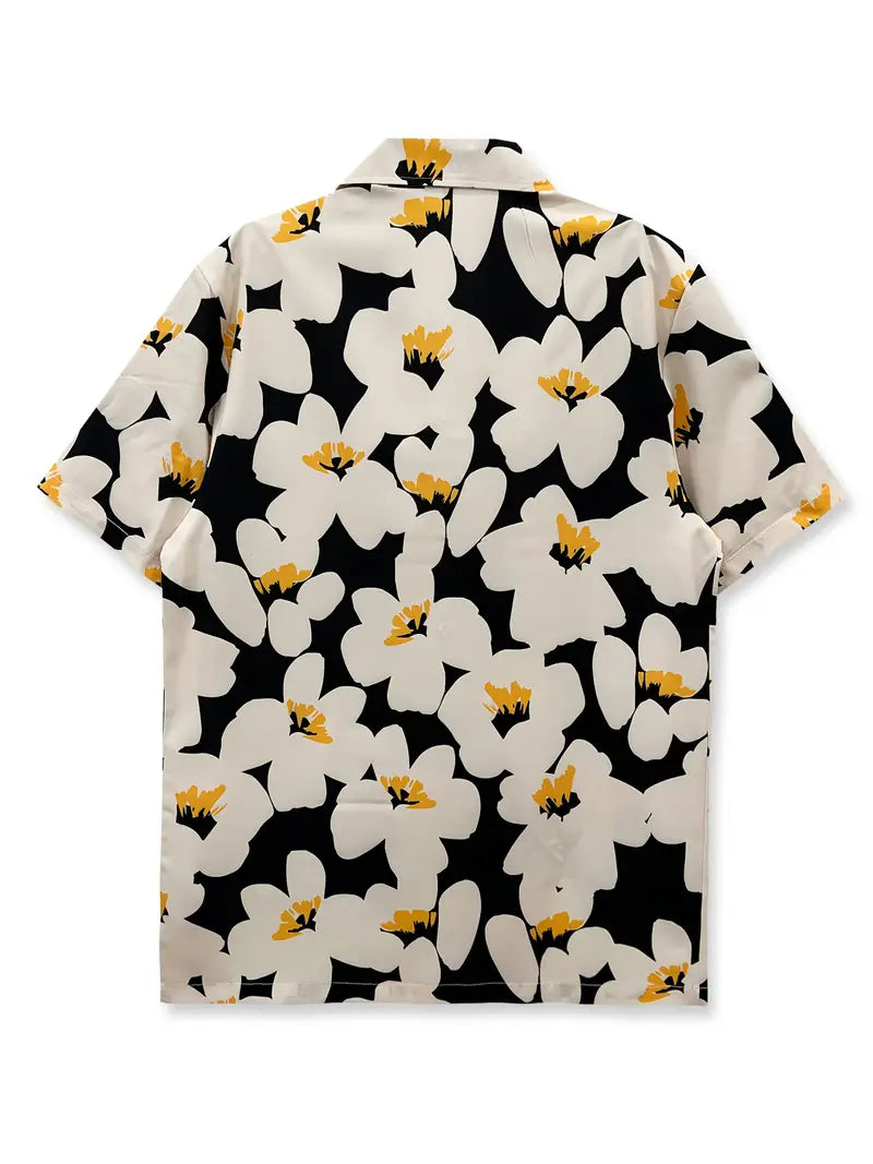 Men's Casual Short-Sleeve Shirt with Floral Print