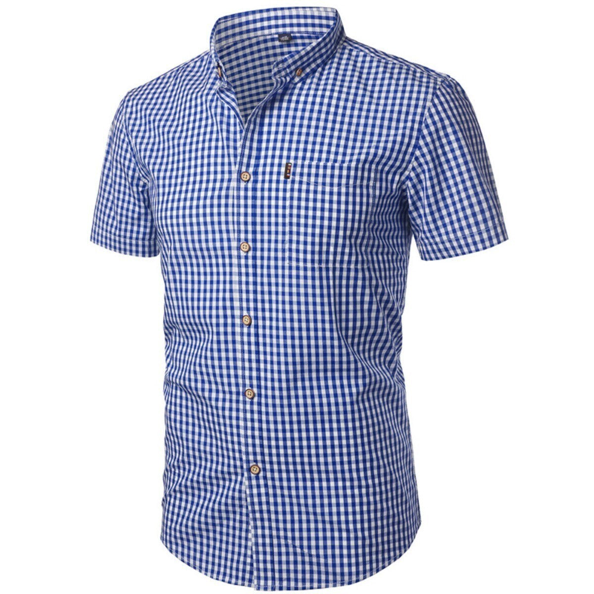 Men's Casual Short Sleeve Shirt with Square Pattern