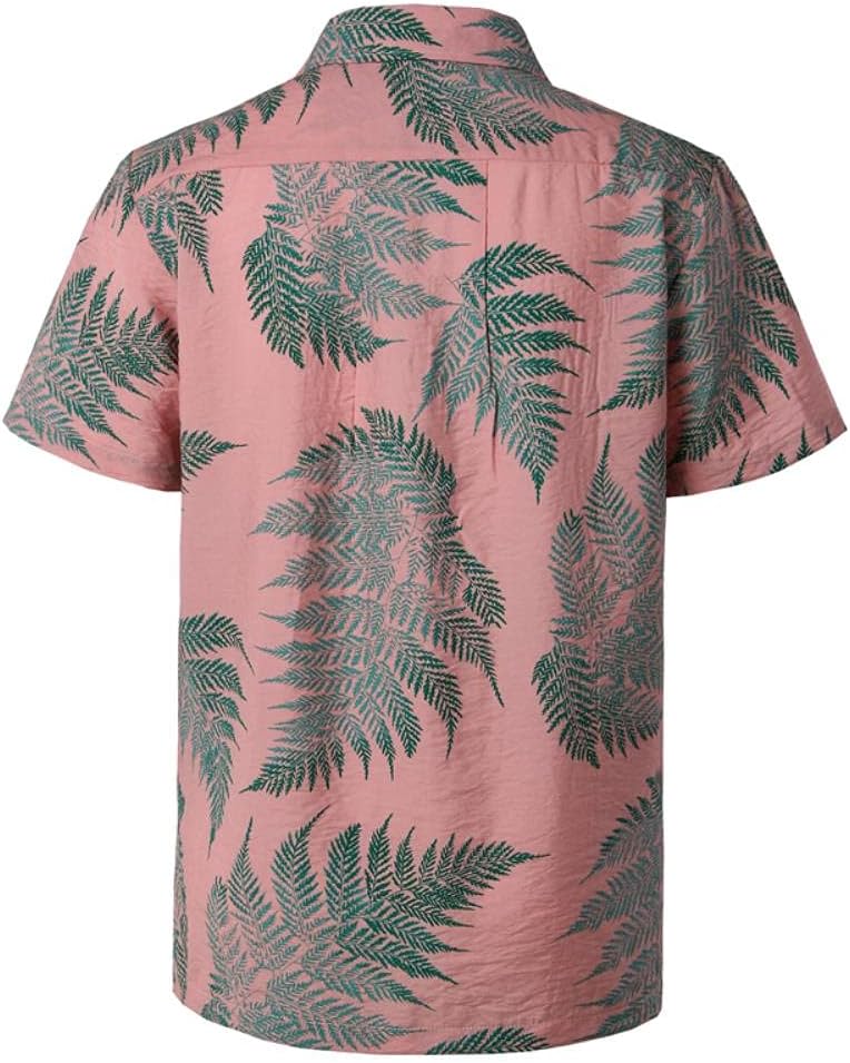 Men's Short-Sleeve Shirt with Leaf Print