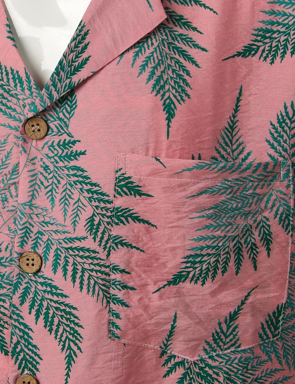 Men's Short-Sleeve Shirt with Leaf Print