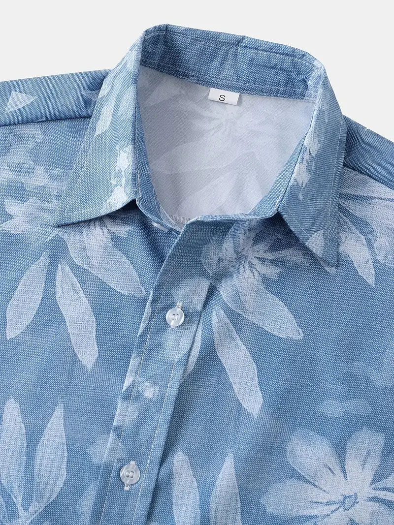 Men's Short-Sleeve Shirt with Tropical Print