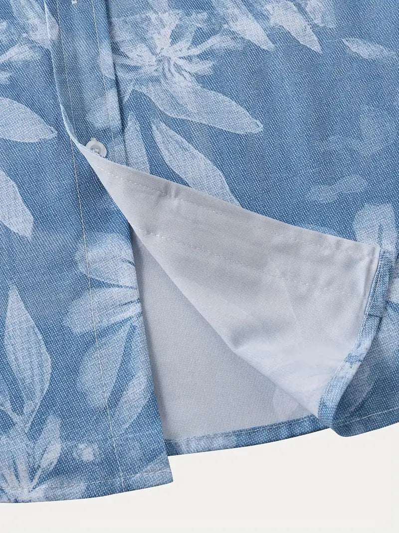 Men's Short-Sleeve Shirt with Tropical Print