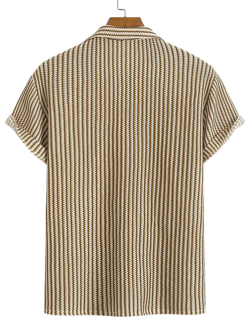 Men's Striped Shirt with a Knitted Finish