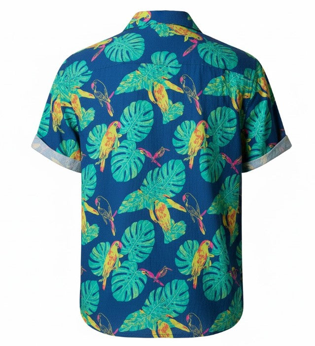 Men's Short-Sleeve Shirt with Tropical Print