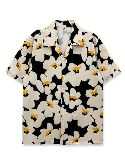 Men's Casual Short-Sleeve Shirt with Floral Print