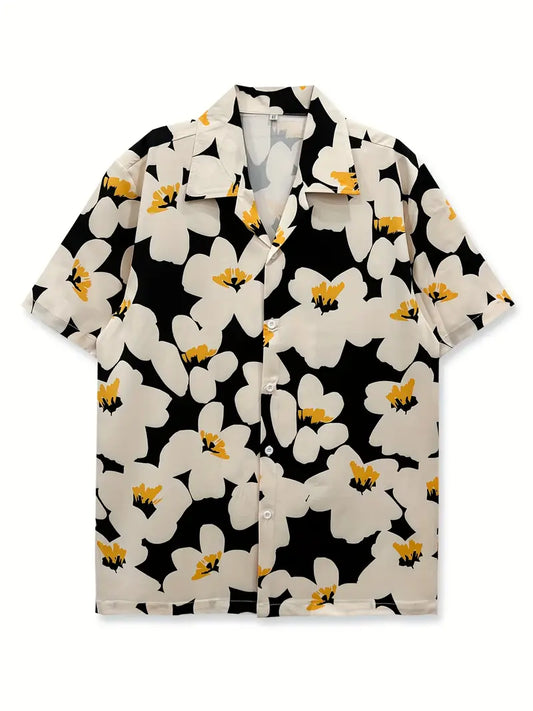Men's Casual Short-Sleeve Shirt with Floral Print