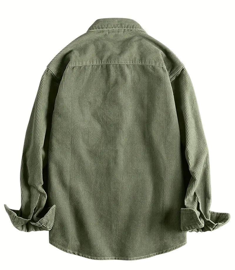 Men's Green Corduroy Long Sleeve Shirt