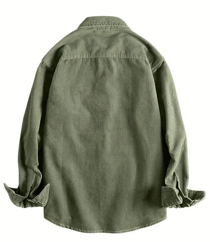 Men's Green Corduroy Long Sleeve Shirt
