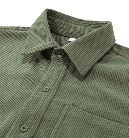 Men's Green Corduroy Long Sleeve Shirt