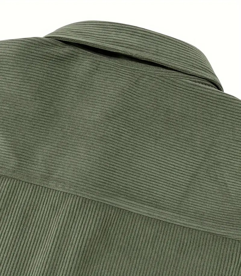 Men's Green Corduroy Long Sleeve Shirt