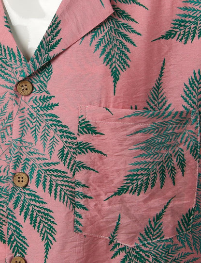 Men's Short-Sleeve Shirt with Leaf Print