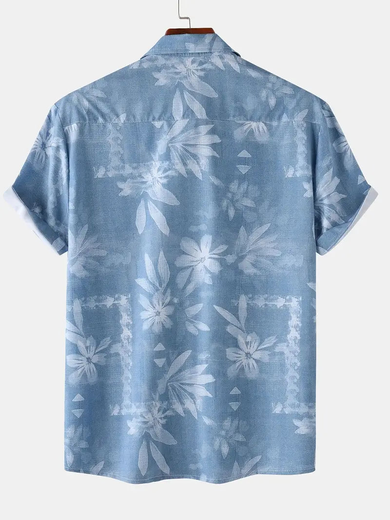 Men's Short-Sleeve Shirt with Tropical Print