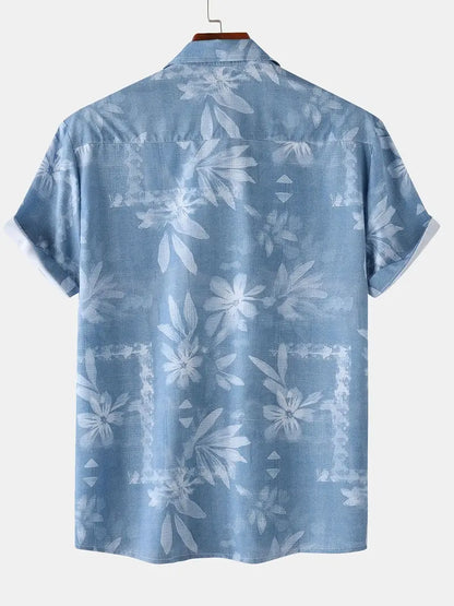 Men's Short-Sleeve Shirt with Tropical Print