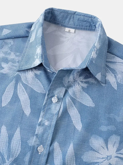 Men's Short-Sleeve Shirt with Tropical Print