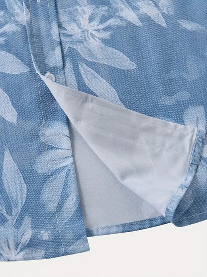 Men's Short-Sleeve Shirt with Tropical Print