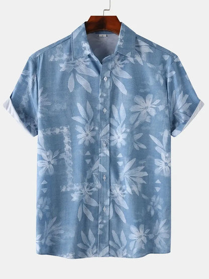 Men's Short-Sleeve Shirt with Tropical Print