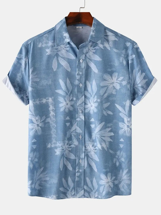 Men's Short-Sleeve Shirt with Tropical Print