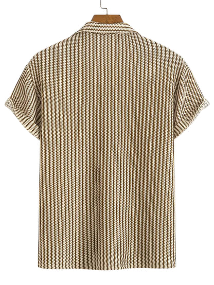 Men's Striped Shirt with a Knitted Finish
