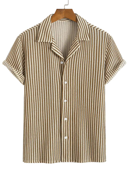 Men's Striped Shirt with a Knitted Finish
