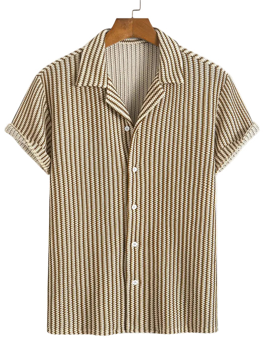 Men's Striped Shirt with a Knitted Finish