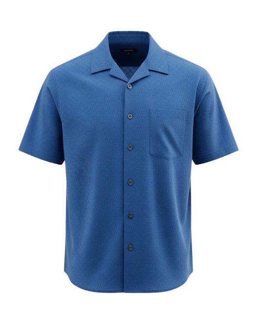 Men's Casual Short Sleeve Shirt with Square Pattern