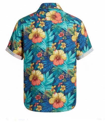 Men's Casual Short-Sleeve Shirt with Floral Print