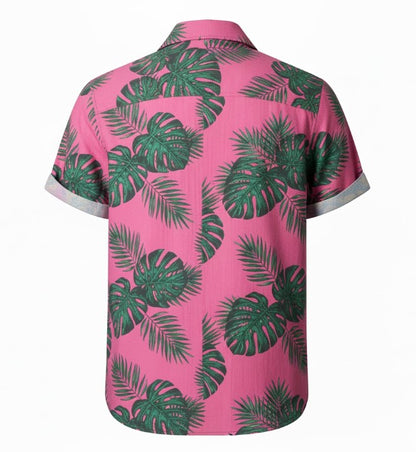 Men's Short-Sleeve Shirt with Leaf Print