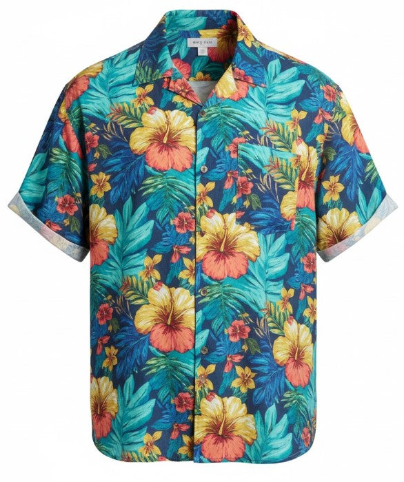 Men's Casual Short-Sleeve Shirt with Floral Print