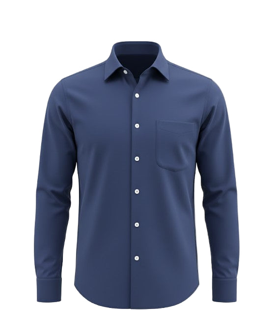 Men's Casual Navy Long Sleeve Shirt