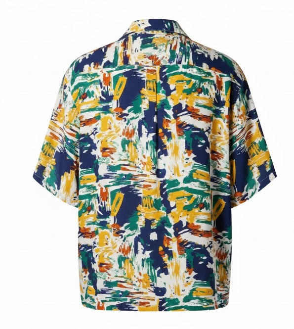 Men's Short-Sleeve Abstract Print Relaxed Shirt