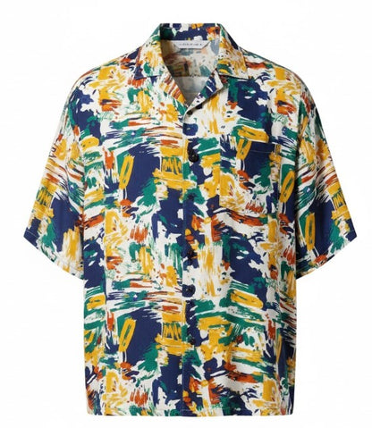 Men's Short-Sleeve Abstract Print Relaxed Shirt
